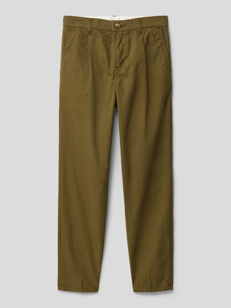 Loose Tapered Fit Stoffhose mit Paspeltaschen in khaki