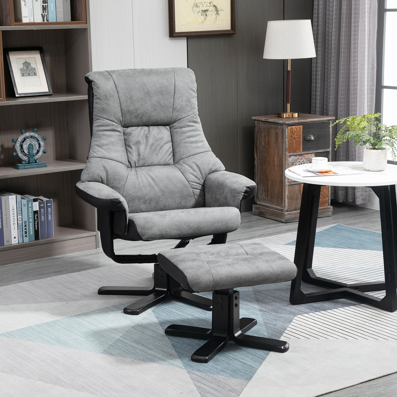 HOMCOM Relaxsessel mit Hocker, Fernsehsessel, Polstersessel mit Liegefunktion