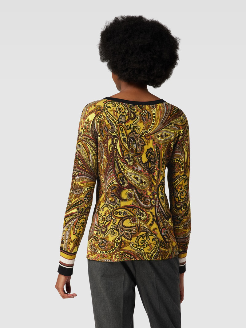 Strickpullover mit Paisley-Muster in senfgelb