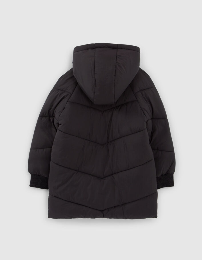 Doudoune noire fourrée recyclée avec moufles fille