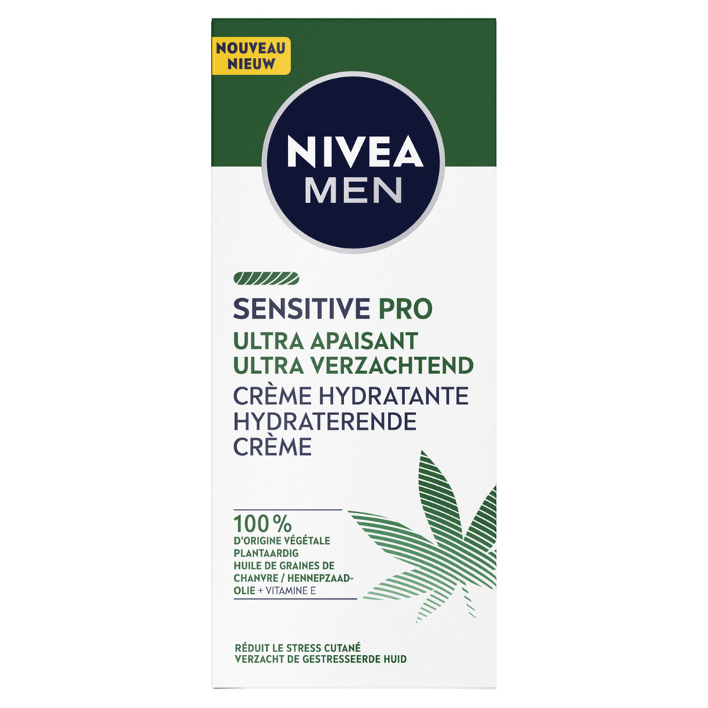 nivea SENSITIVE PRO - Crème hydratante visagehomme Ultra apaisante huile chanvre BIO Soin visage homme