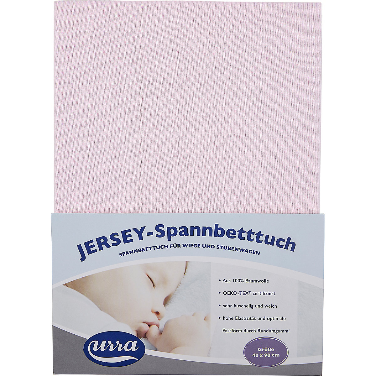 Jersey Spannlaken weiß/rosa, 40 x 90 cm, 2er Pack