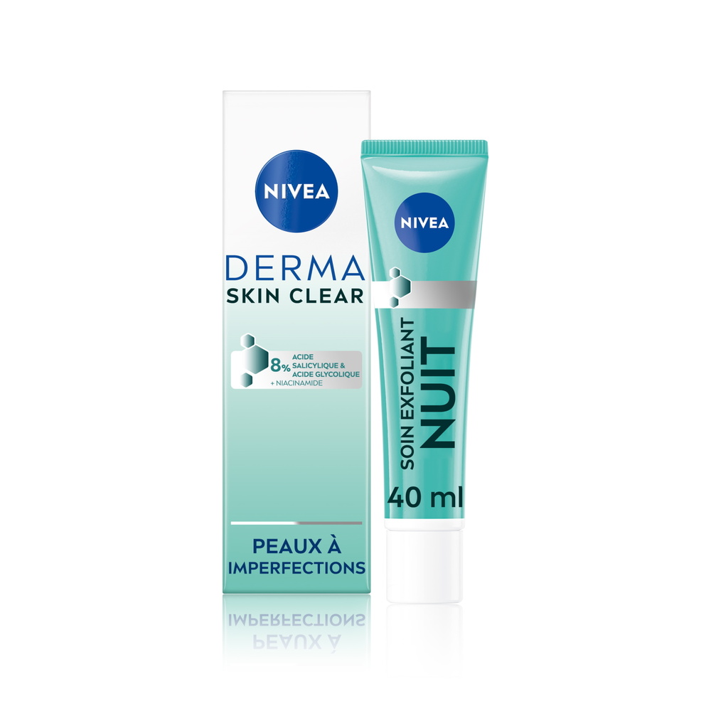 nivea DERMA SKIN CLEAR - Soin de nuit exfoliant visage 40ml Soin exfoliant nuit visage peaux à imperfections