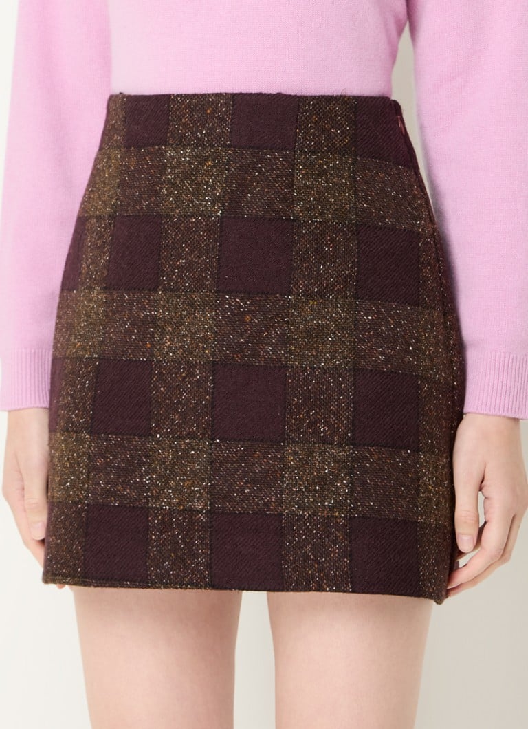 Spódnica krótka w kratkę z mieszanki wełny Claudie Pierlot