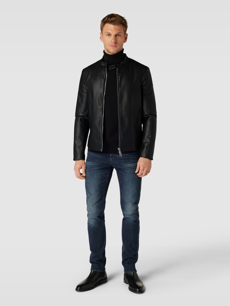 Jacke in Leder-Optik in schwarz