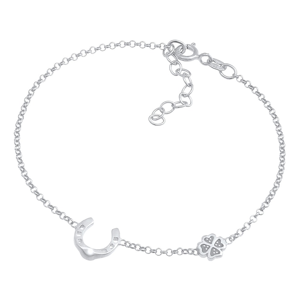 Nenalina Nenalina Bracelet Trèfle en fer à cheval pour dames réglable avec émail en argent Bracelet