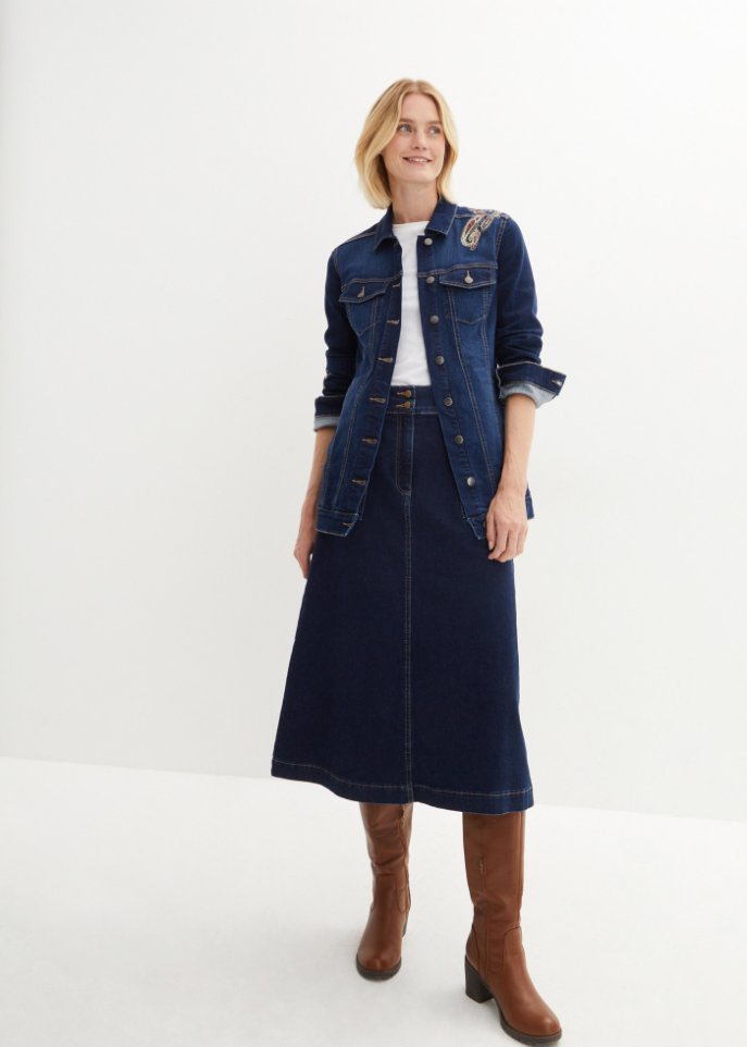 Jeansjacke mit Stickerei