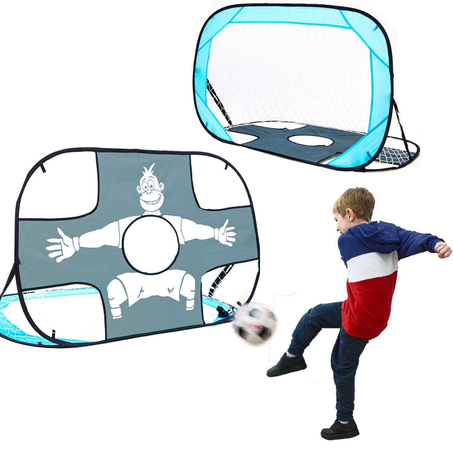LittleTom Fitnessmatte 2-in-1 Fussballtor mit Torwand für Kinder 125x80cm (1-St), Pop-Up Fußballtor Faltbar