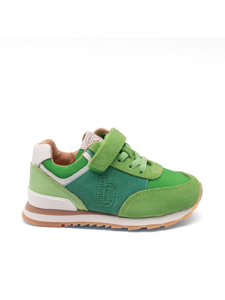 bisgaard Leder-Sneakers in Grün/ Weiß günstig kaufen