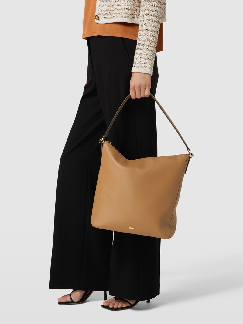 Hobo Bag mit Label-Applikation Modell 'Alyce' in camel