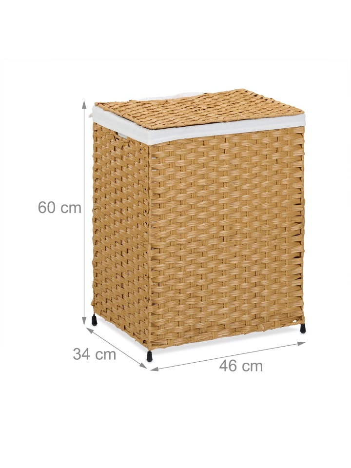 relaxdays Wäschekorb in Natur/ Beige - (B)46 x (H)60 x (T)34 cm günstig kaufen onesize