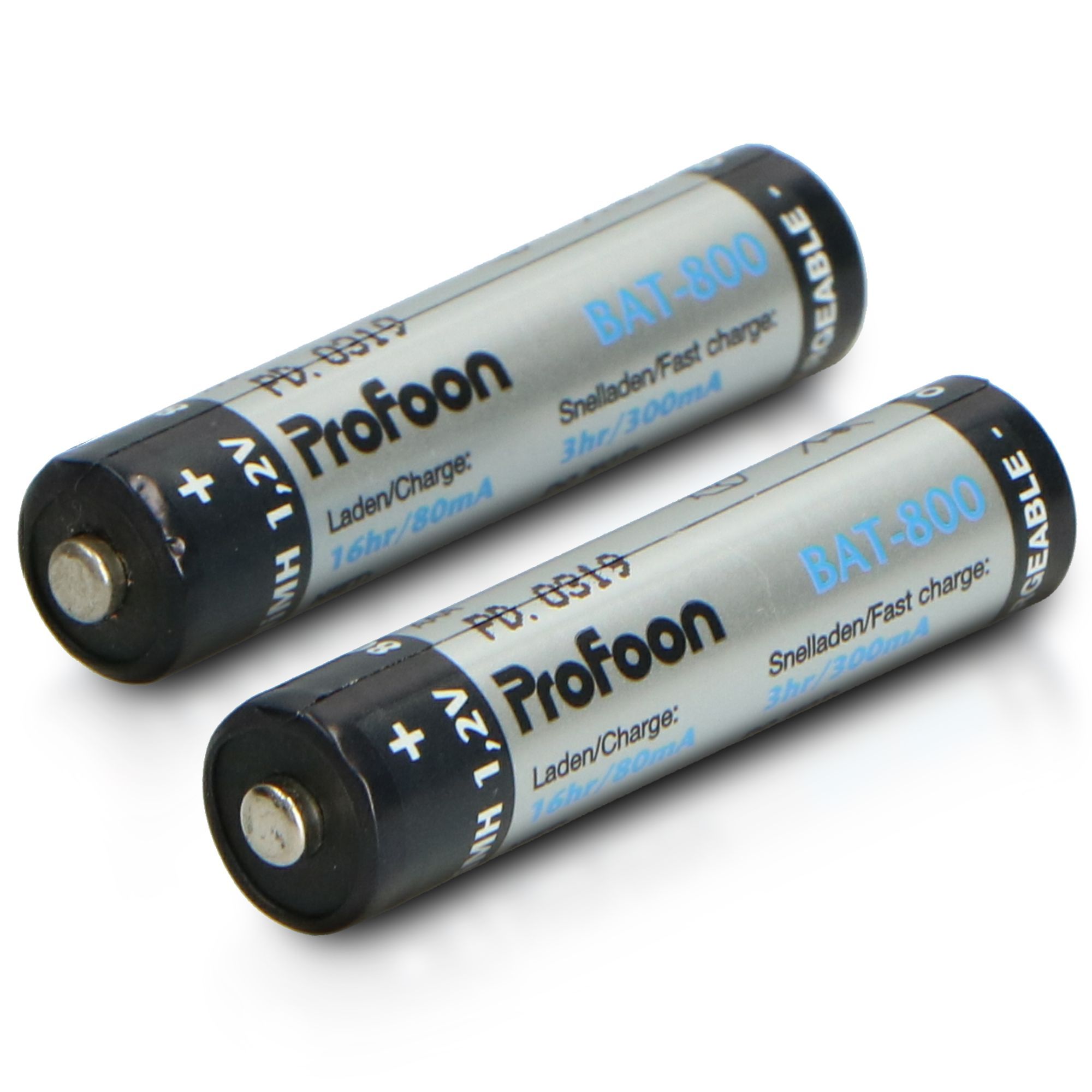 Profoon BAT-800 Set von 2 Wiederaufladbare AAA Batterien