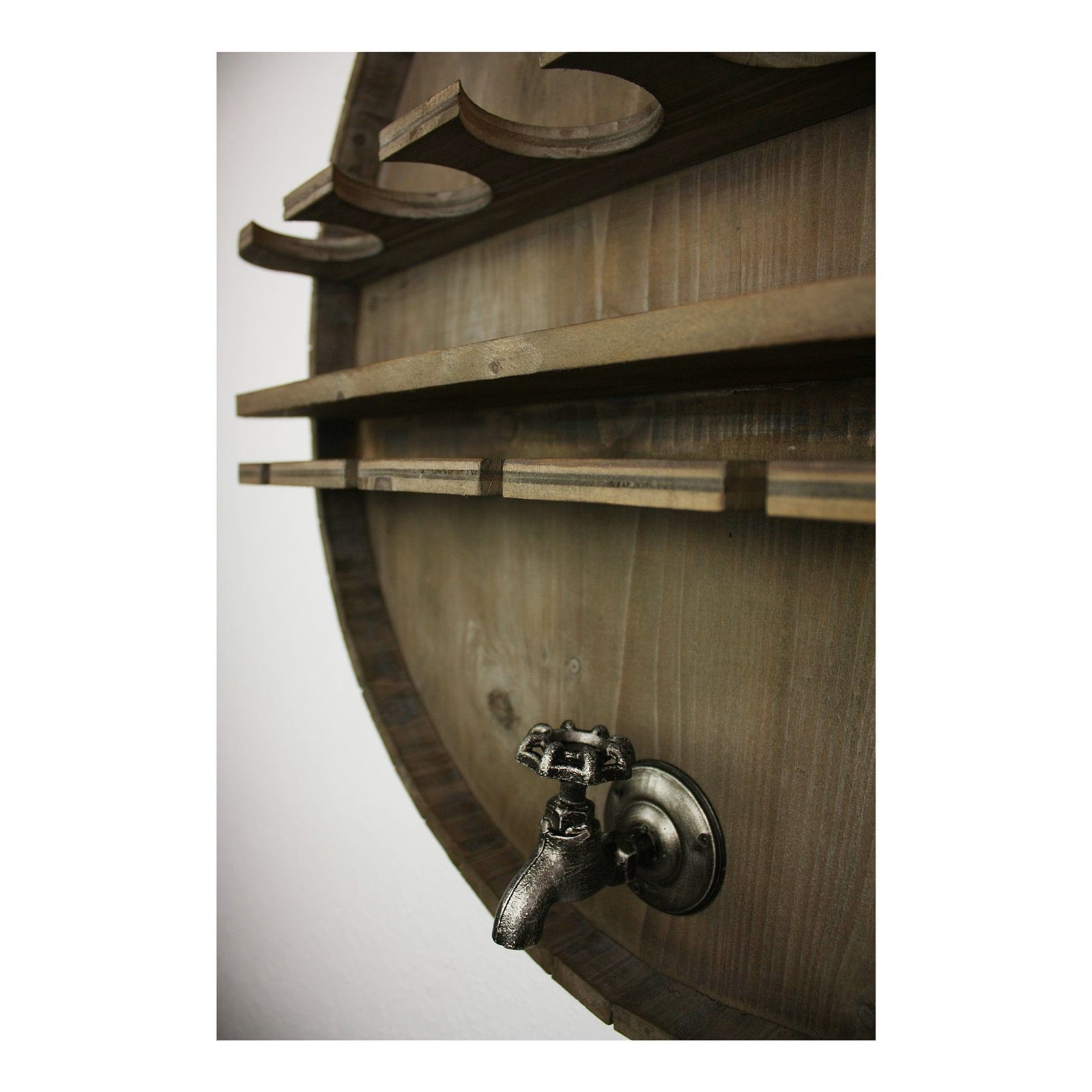 HTI-Line Weinregal Wandbar Weinfass Likörbar Grappabar Weinbar, Weinhalter Holz Flaschenregal Vintage