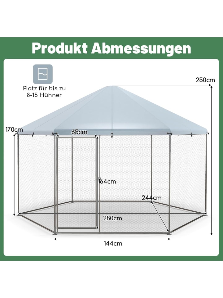 COSTWAY Hühnerstall 280x244x250cm in Silber günstig kaufen onesize