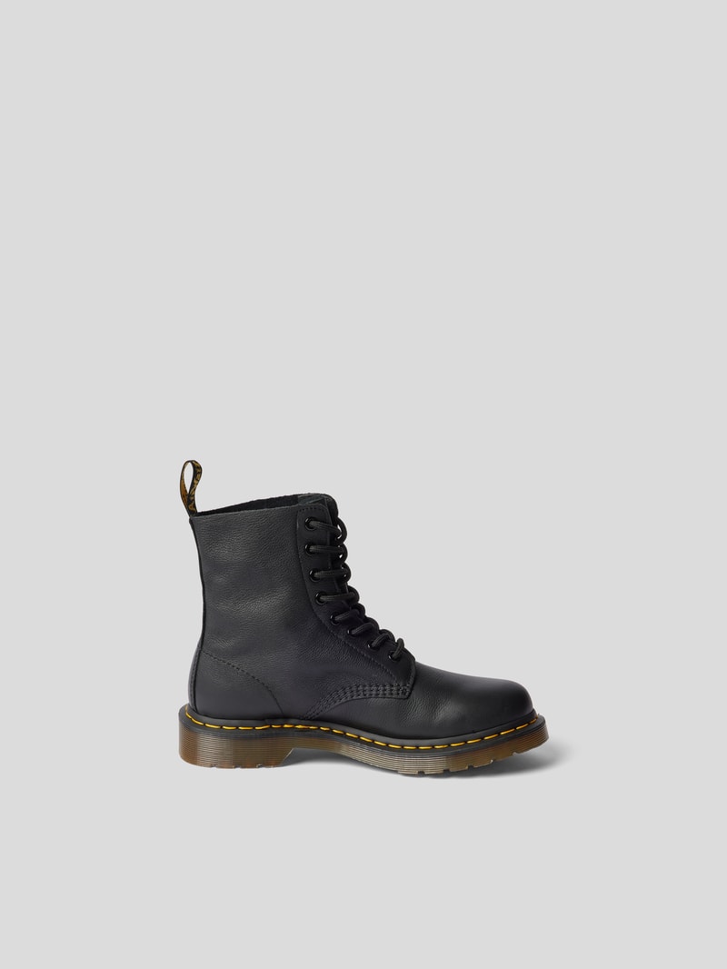 Schnürboots mit Kontrastnaht in schwarz