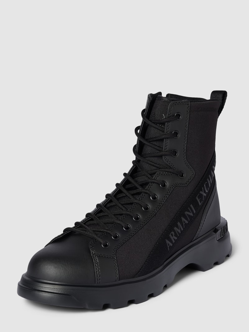 Boots mit Label-Schriftzug Modell 'CALF' in schwarz