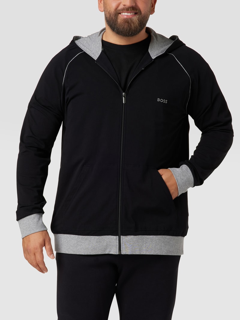 PLUS SIZE Sweatjacke mit kontrastiven Details in schwarz