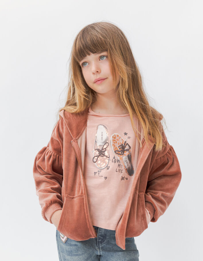 T-shirt rose visuel tennis à lacets brodés fille