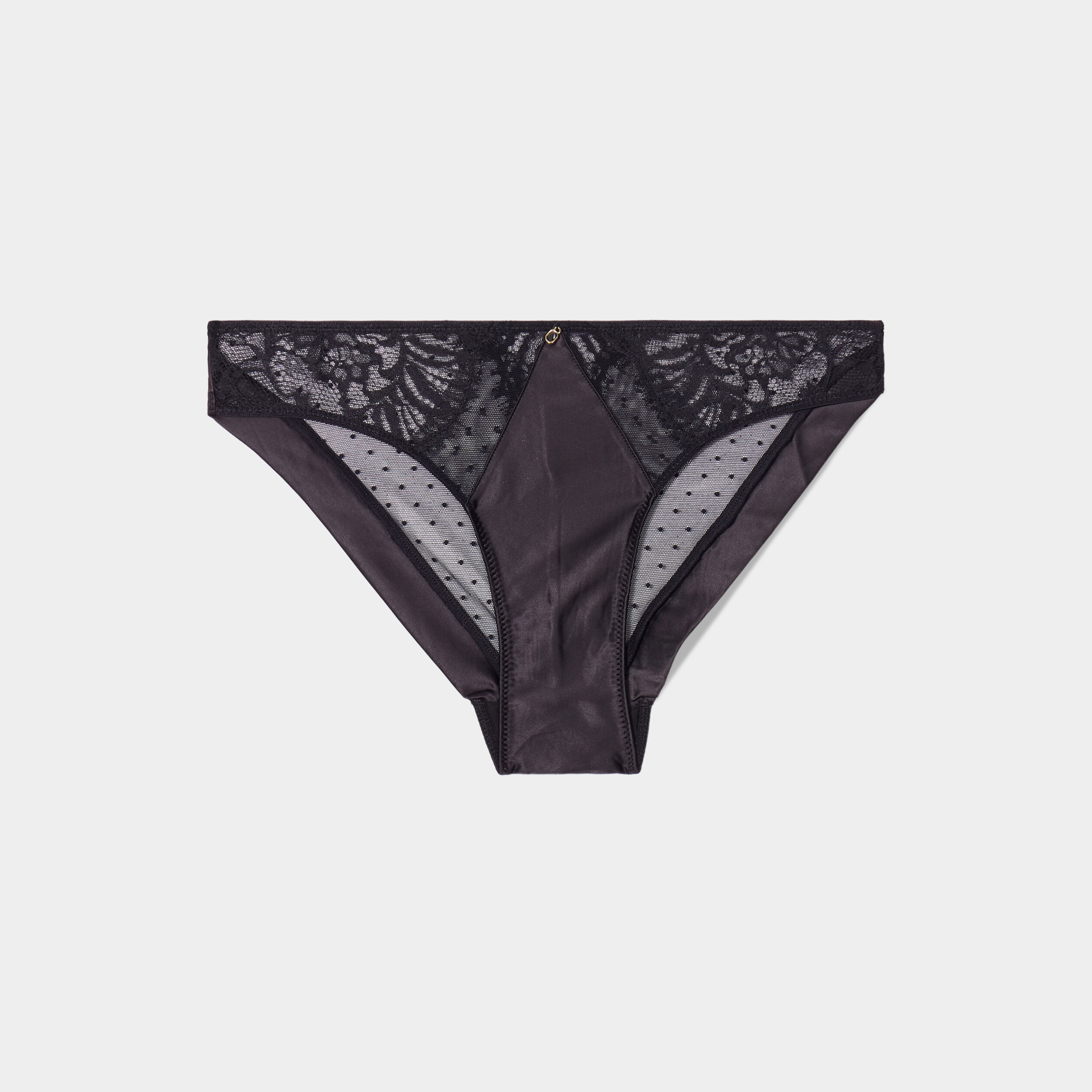 Culotte satin et dentelle noir femme | La Halle