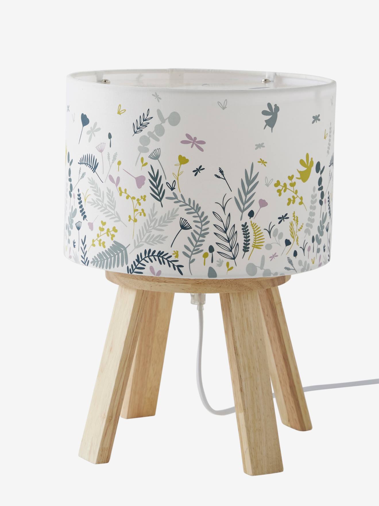 Lampe de chevet bois PAPILLON blanc