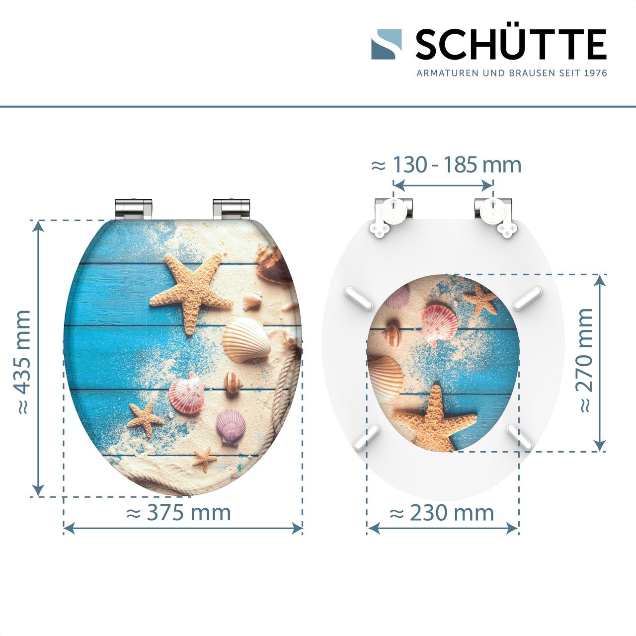 Schütte MDF WC Sitz BEACH AND WOOD, Toilettendeckel mit Absenkautomatik Holzkern
