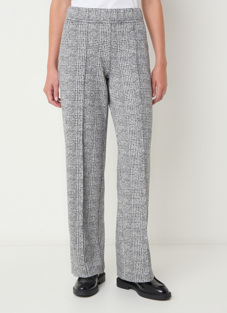 Rosner May mid waist wide fit trousers with checked design