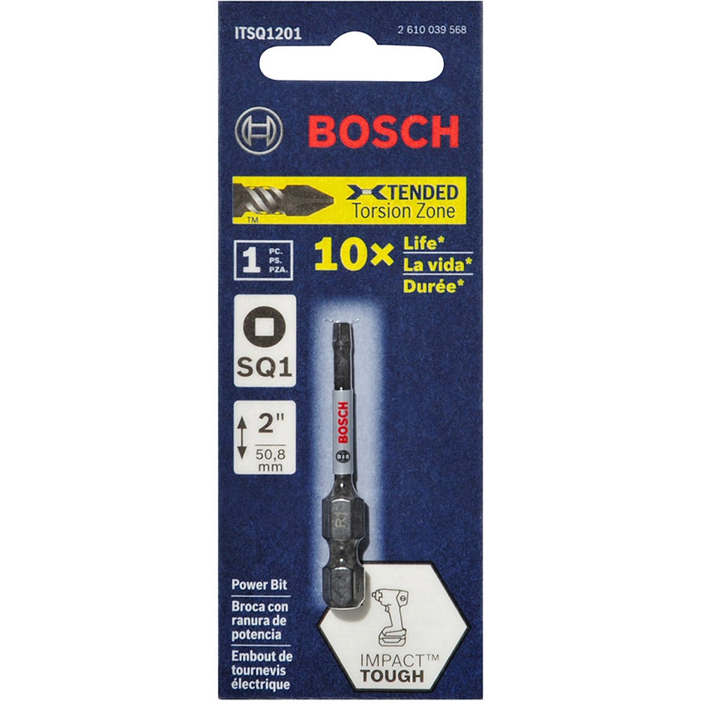 Pontas de chave de impacto BOSCH R1 x 50 mm Robertson/Quadrada – RESISTENTES A IMPACTOS
