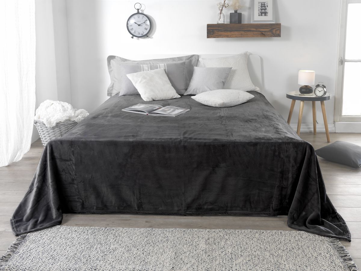 Flanell-Kuscheldecke Anthrazit 220 x 240 cm