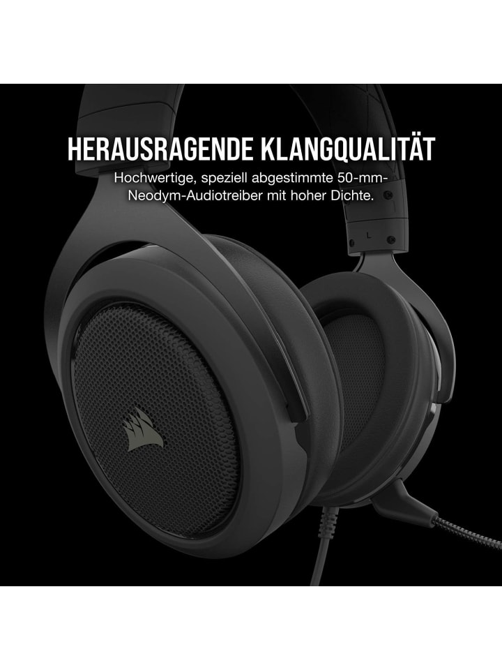 Corsair Corsair HS50 Pro Stereo Gaming Headset (Anpassbare Memory-Schaumstoff in Schwarz günstig kaufen onesize
