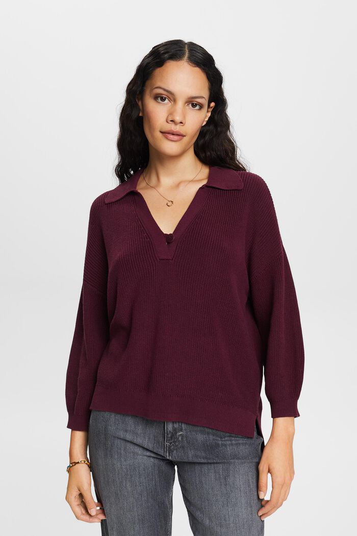 Strickpullover mit Polokragen, 100 % Baumwolle