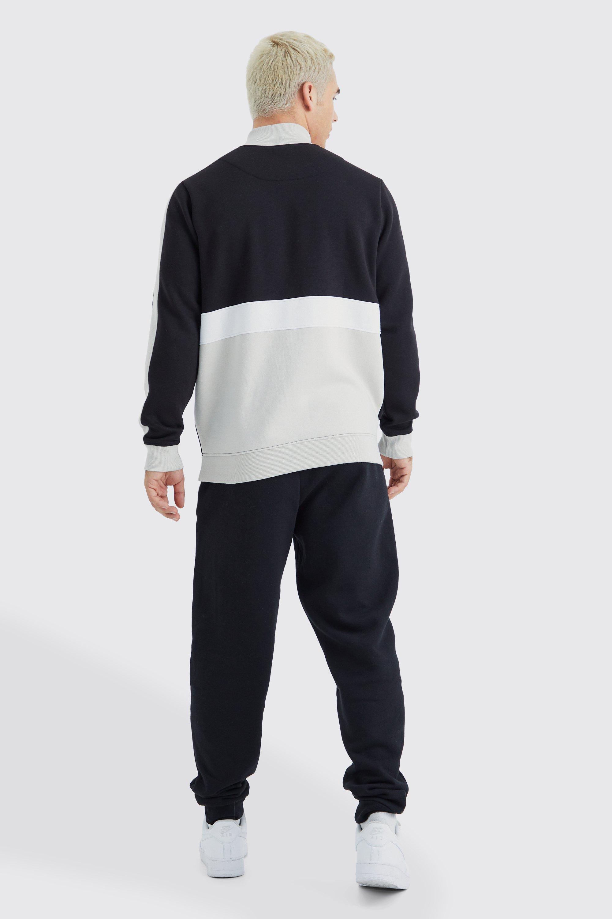 Man Sweatshirt mit Trichterkragen, Seitenstreifen und 1/4 Reißverschluss