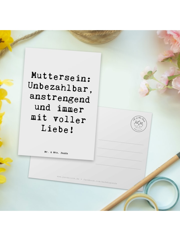 Mr. & Mrs. Panda Postkarte Mutter Liebe mit Spruch in Weiß günstig kaufen onesize