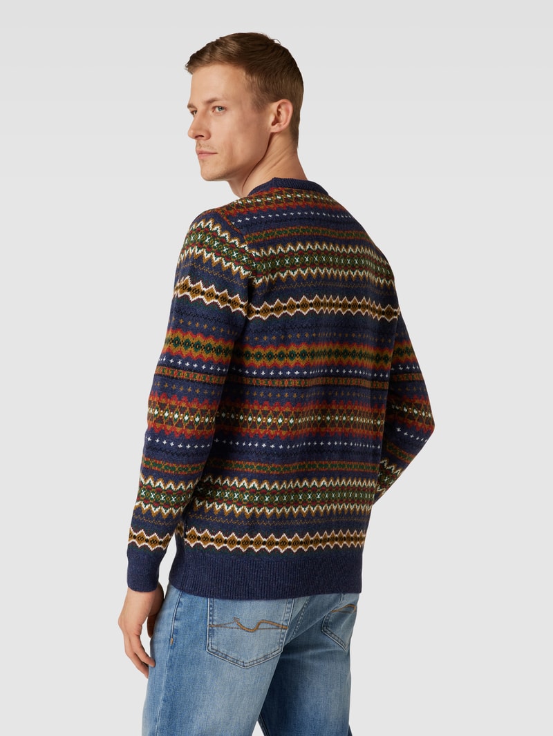 Strickpullover aus Wolle in marineblau meliert