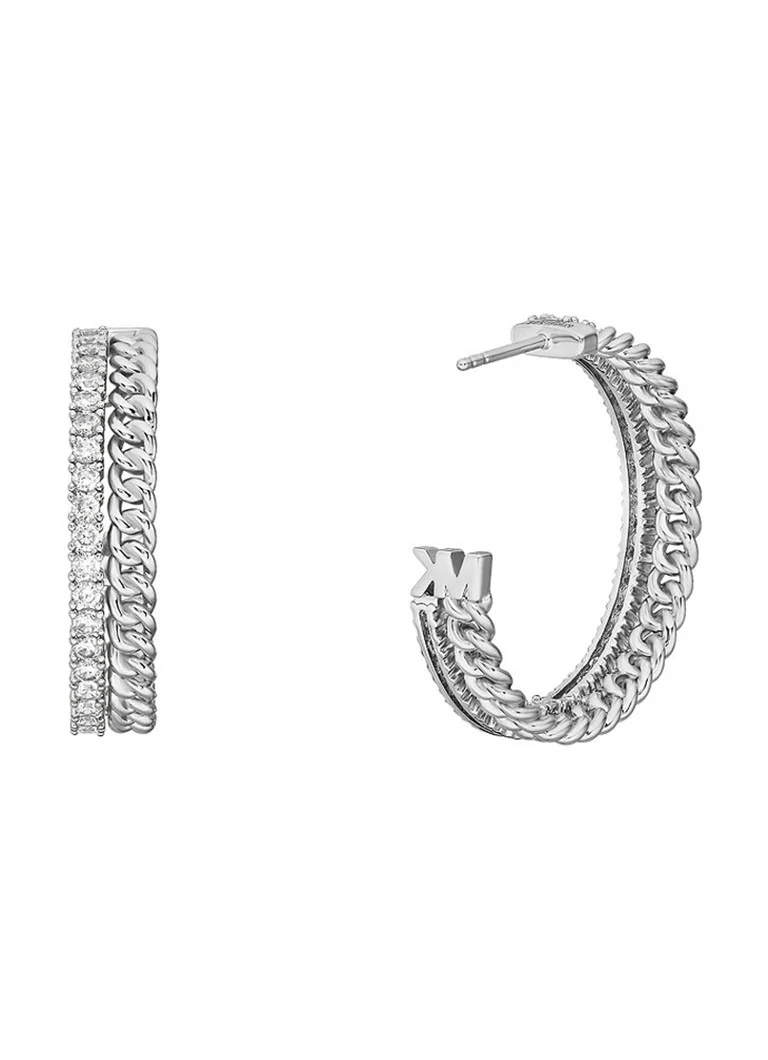 Michael Kors Premium hoop earrings with logo and stone MKJ8279CZ040
