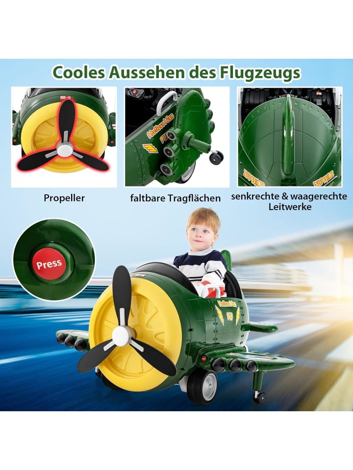 COSTWAY Elektroflugzeug Aufsitz ab 3 Jahren in Grün günstig kaufen onesize