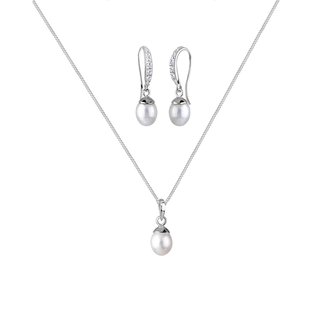 Elli Elli Ensemble de Bijoux Perle Zirkonia 925 Sterling Silber Bijoux