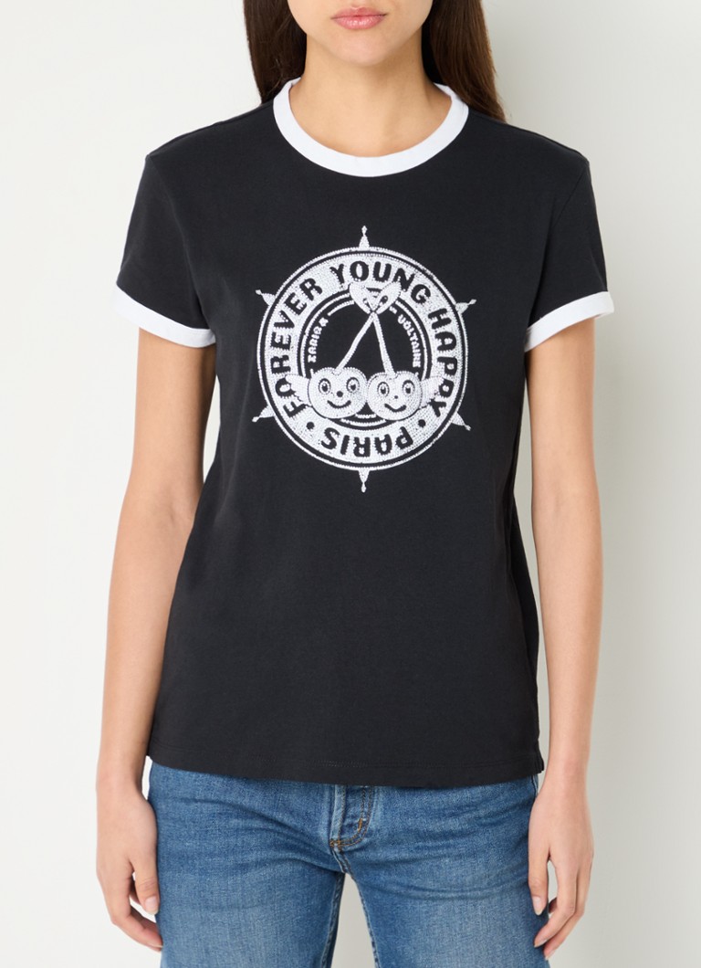 Zadig&Voltaire Walk Blason T-shirt made of organic cotton with rhinestones and logo