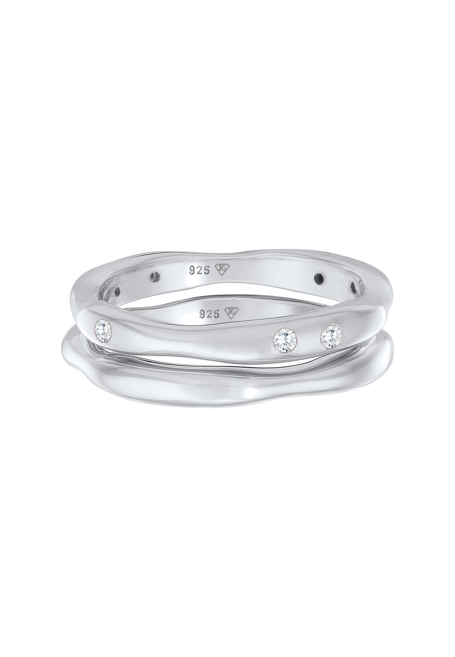 Elli ženski set od 2 basic prstena s kubnim cirkonima od 925 sterling srebra