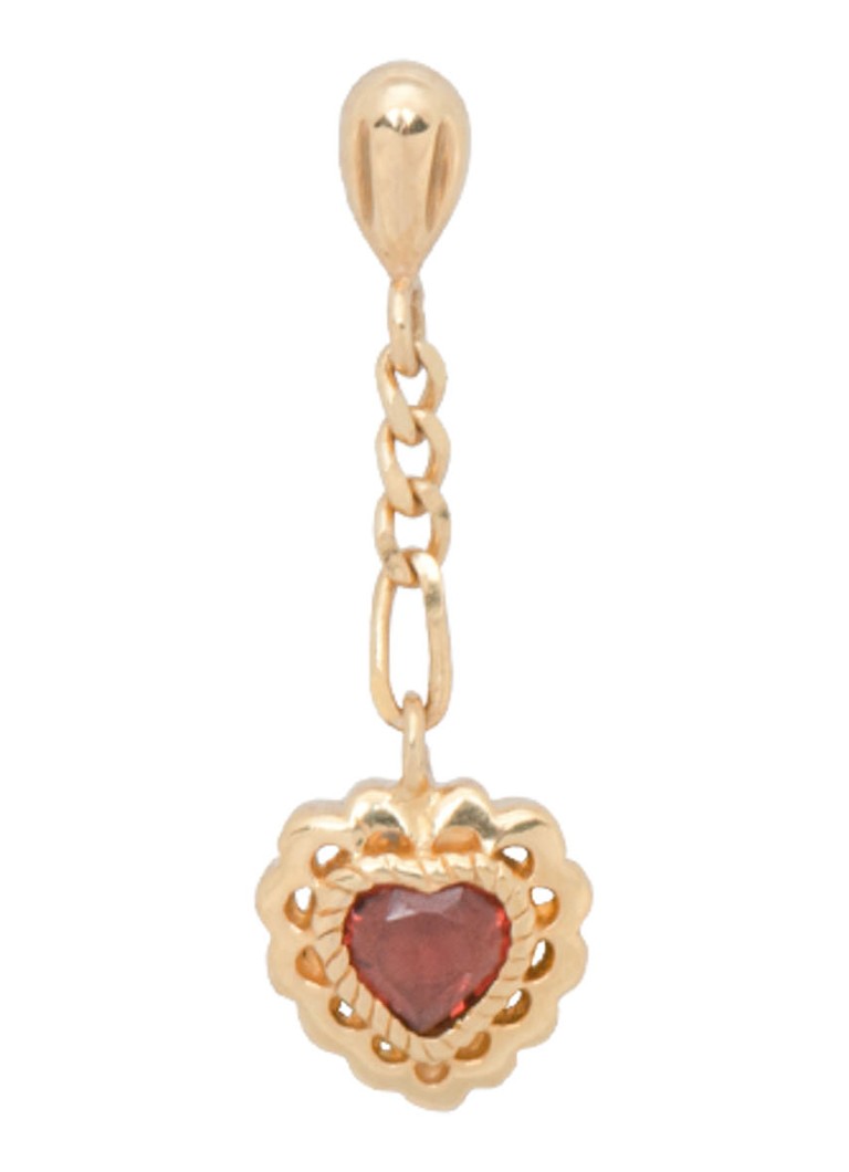 Anna + Nina Single Pure Love Ohrstecker aus 14-karätigem Gelbgold mit Granat