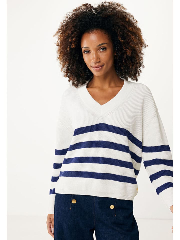 Mexx Pullover in Weiß/ Dunkelblau günstig kaufen
