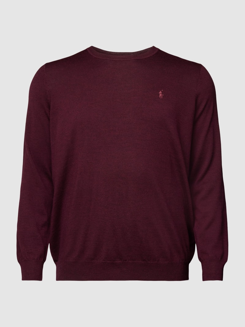 PLUS SIZE Strickpullover mit Rundhalsausschnitt in bordeaux rot