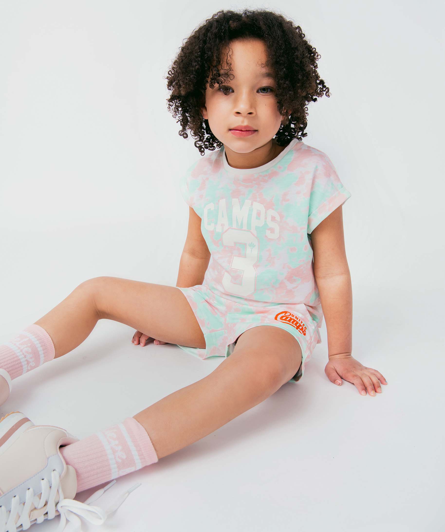 Tee-shirt fille à manches courtes avec revers cousus - Camp... multicolore | GEMO