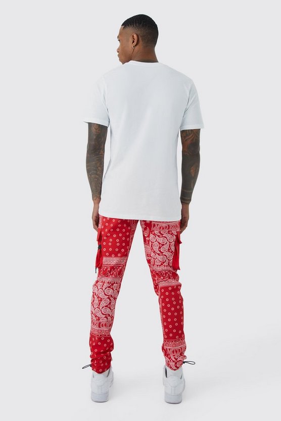 Skinny Cargo-Hose mit Bandana-Print