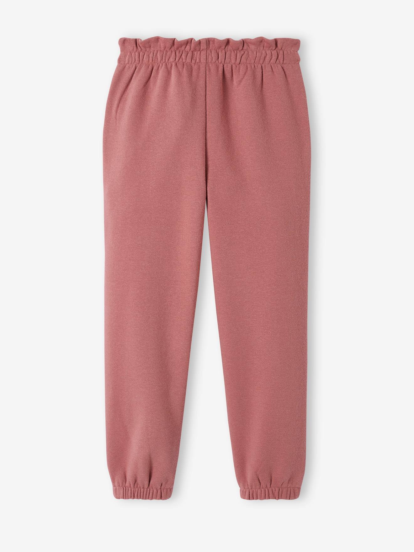 Pantalon jogging en molleton fille ceinture paperbag marine