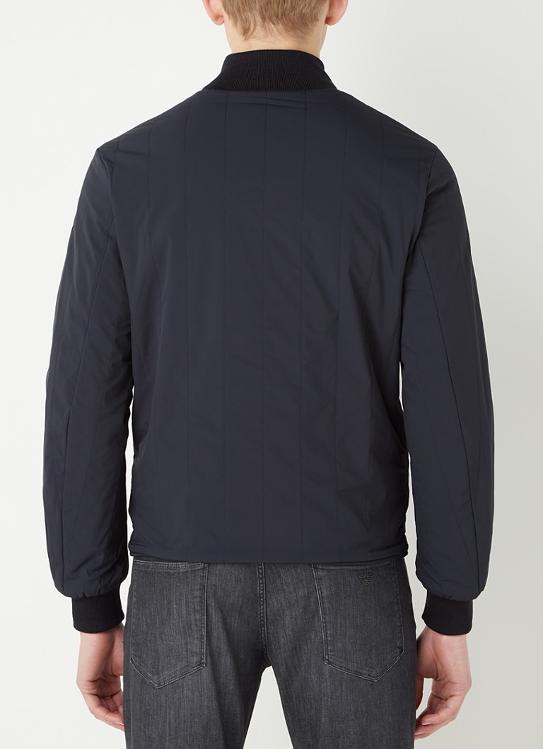 Jachetă bomber reversibilă Emporio Armani din lână virgină cu logo.