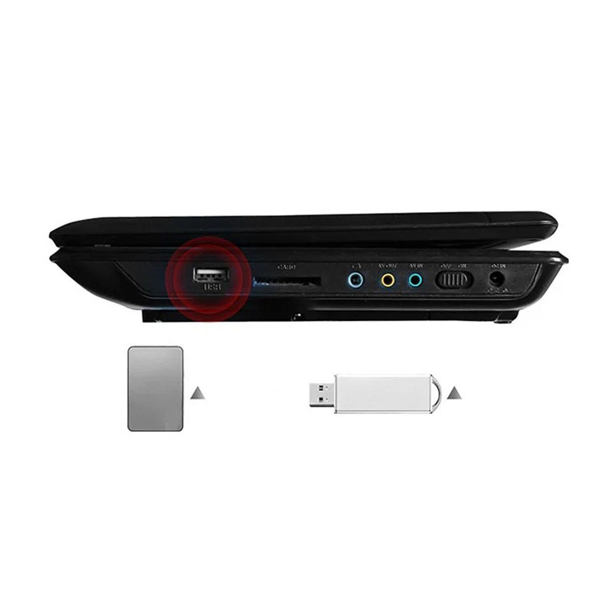 Yoyaxi Tragbarer 7,8-Zoll-DVD-Player mit hochauflösender TV-Funktion Portabler DVD-Player (Integrierter Kartenleser, mobiler DVD-Player mit drehbarem Bildschirm)