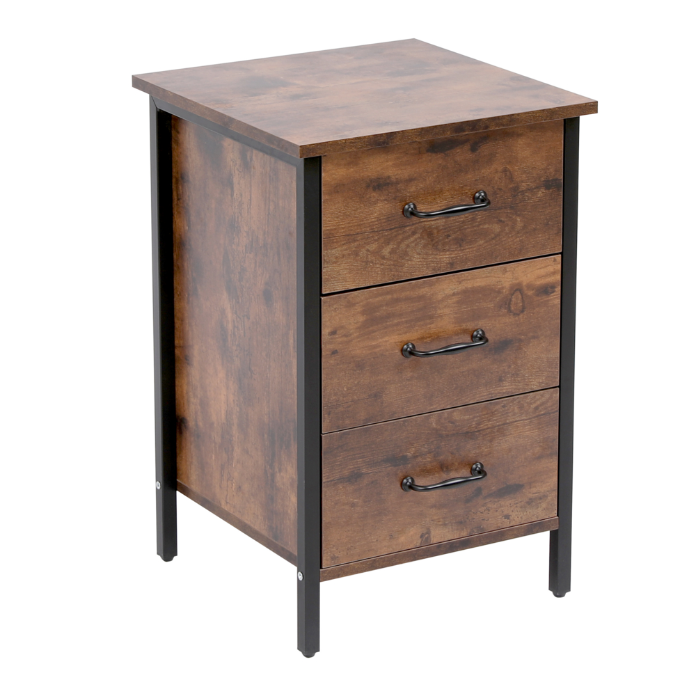 Happy Home Happy Home Nachttisch Kommode mit 3 Schubladen HSB13-HOL Holzoptik schwarz