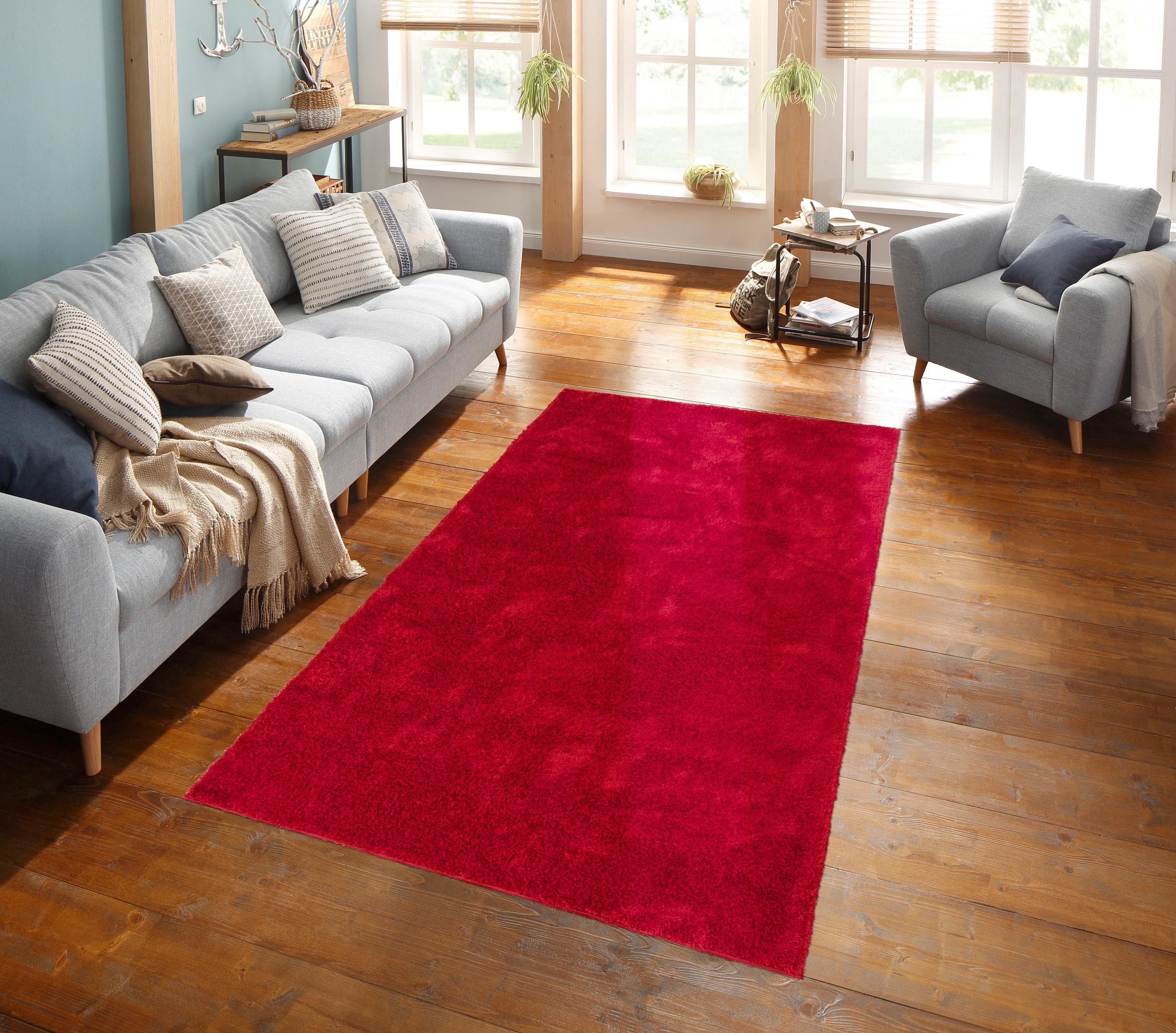 Hochflor-Teppich Mikro Soft Ideal, my home, rechteckig, Höhe: 30 mm, Microfaser, extra flauschig, Weich, Pflegeleicht, Elegant, Uni