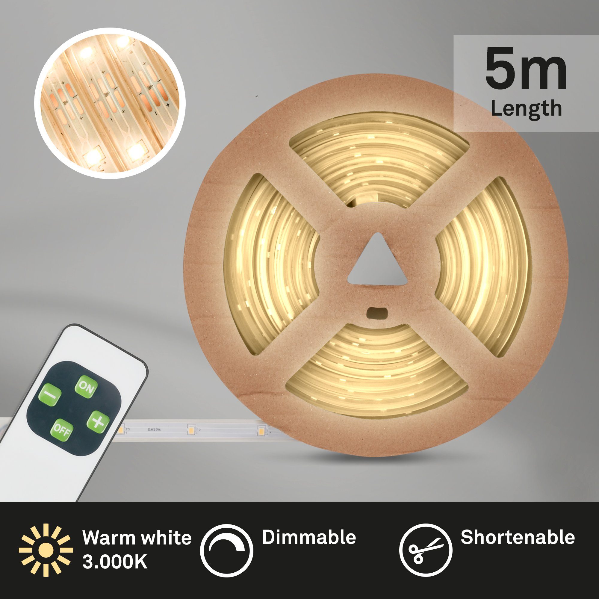 Briloner Leuchten LED Stripe, 150-flammig, 4m, RGB, USB, mit Fernbedienung, dimmbar, selbstklebend, kürzbar, IP20