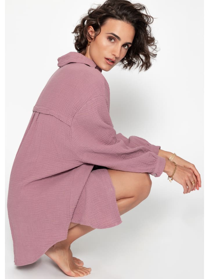 SASSYCLASSY Ultra Oversize Musselin-Blusenhemd lange Variante in Altrosa günstig kaufen onesize